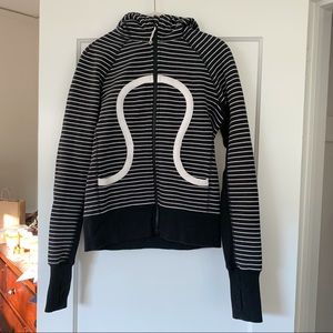 Lululemon Scuba Full-Zip Hoodie Logo Black & White Stripe